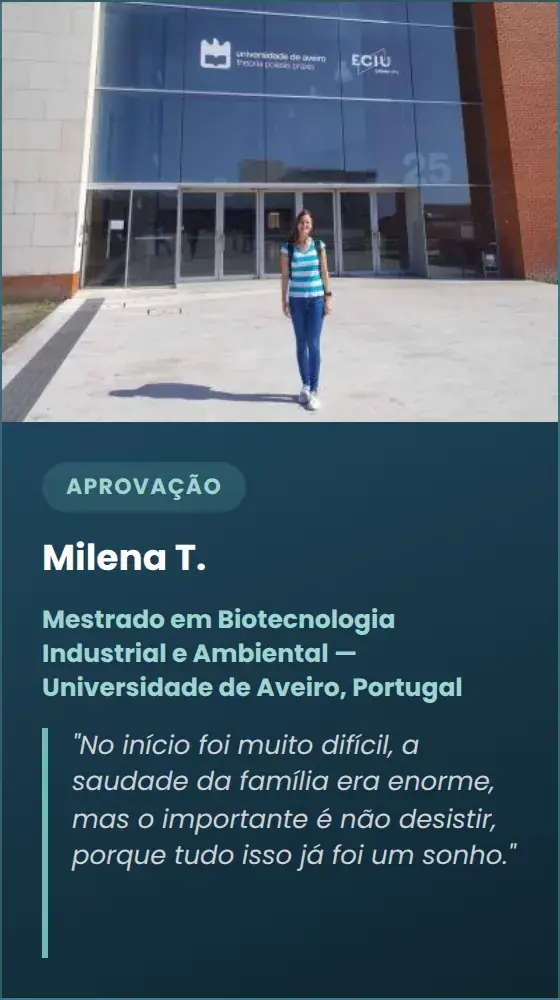 Milena T., Mestrado na Universidade de Aveiro, Portugal